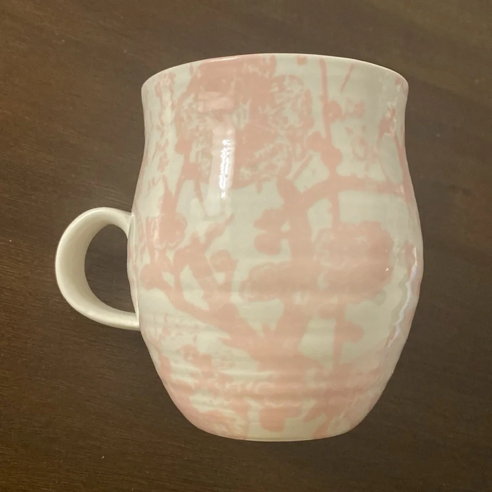 Anthropologie Homegrown Initial ‘a’ Monogram Coffee Tea Pink Cream Floral Mug - Picture 2 of 3
